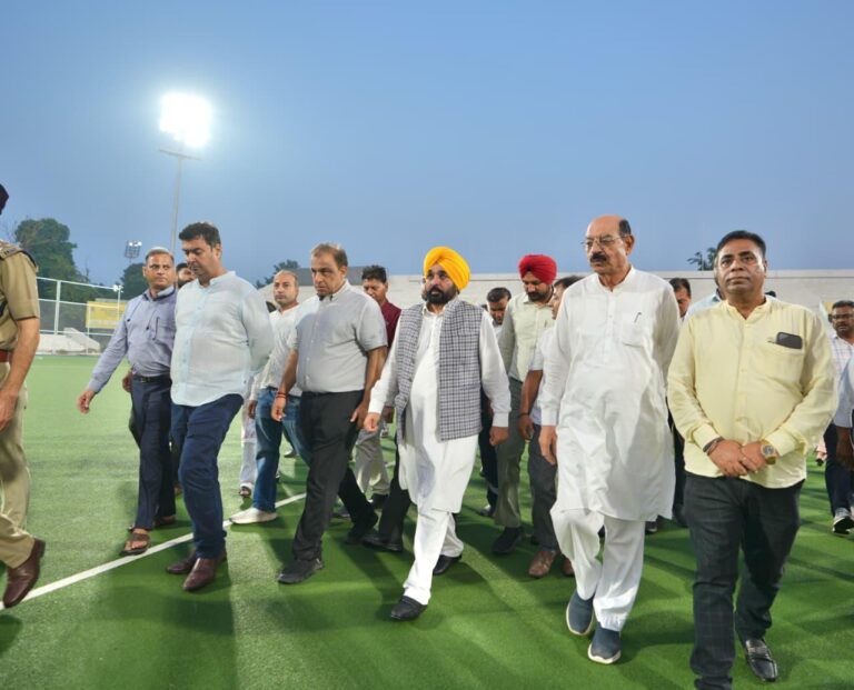 एशियन कप हॉकी 2026 की तैयारियों के लिए जालंधर के Burlton Park Stadium का निरीक्षण करते मुख्यमंत्री भगवंत मान